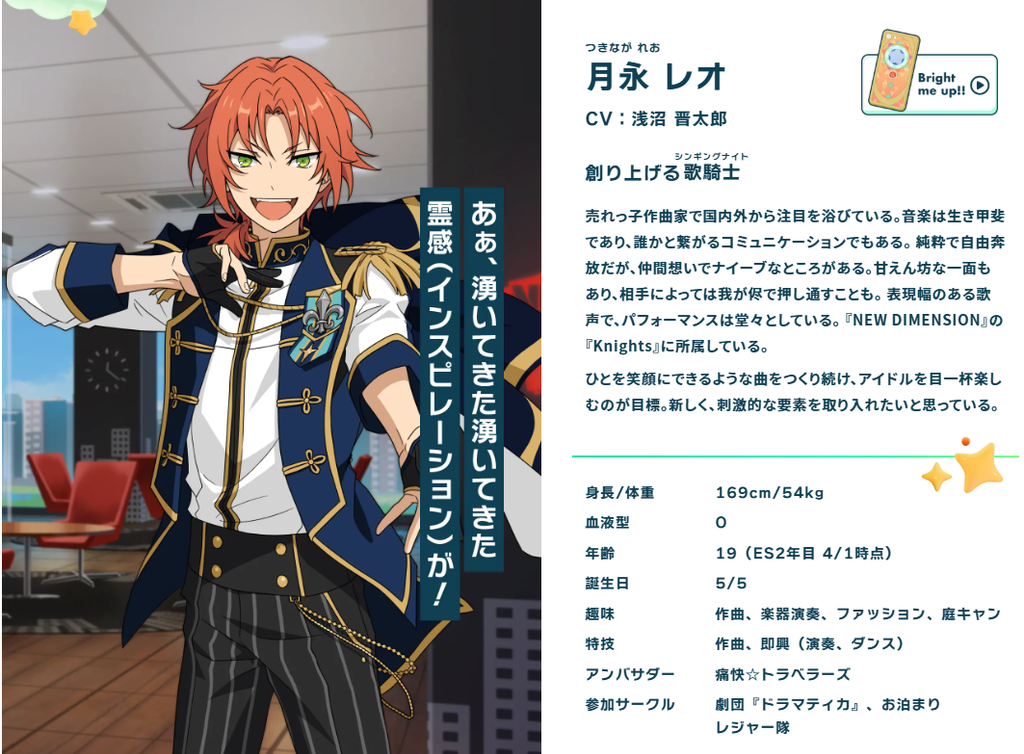 月永レオのプロフィール